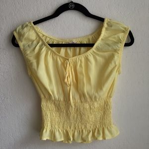 Yellow smocked blouse
